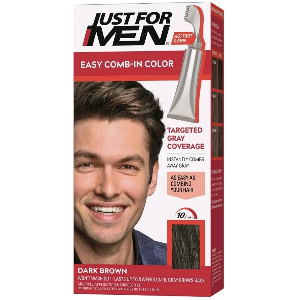 Just For Men Easy Comb-in Color Permanent Hair Dye Gray Coverage Dark Brown A-45